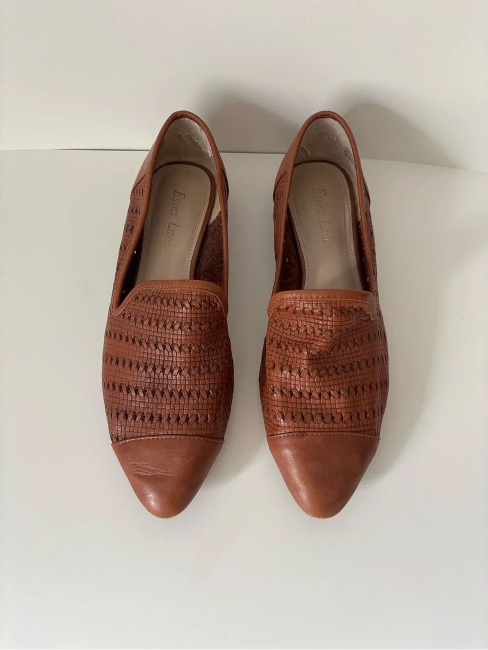 Essex Lane Cognac Woven Leather Loafers